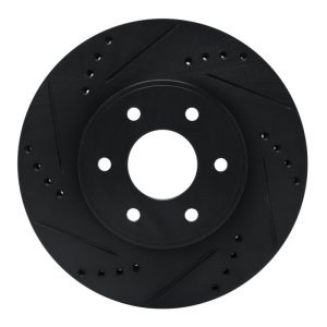 Nissan NP300 Frontier Brake Rotor (1) - Front Left - R1 Concepts - Drilled & Slotted - Black - `16-`22